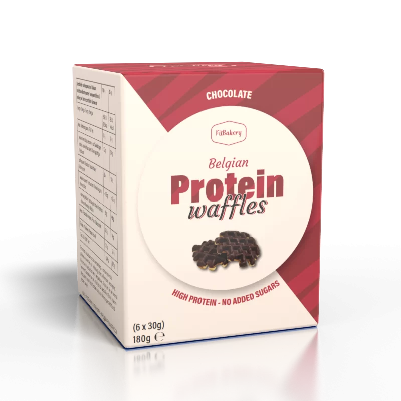 box-chocolade-transp Belgische Proteïne chocoladewafels 180g FITBAKERY - Afbeelding 1